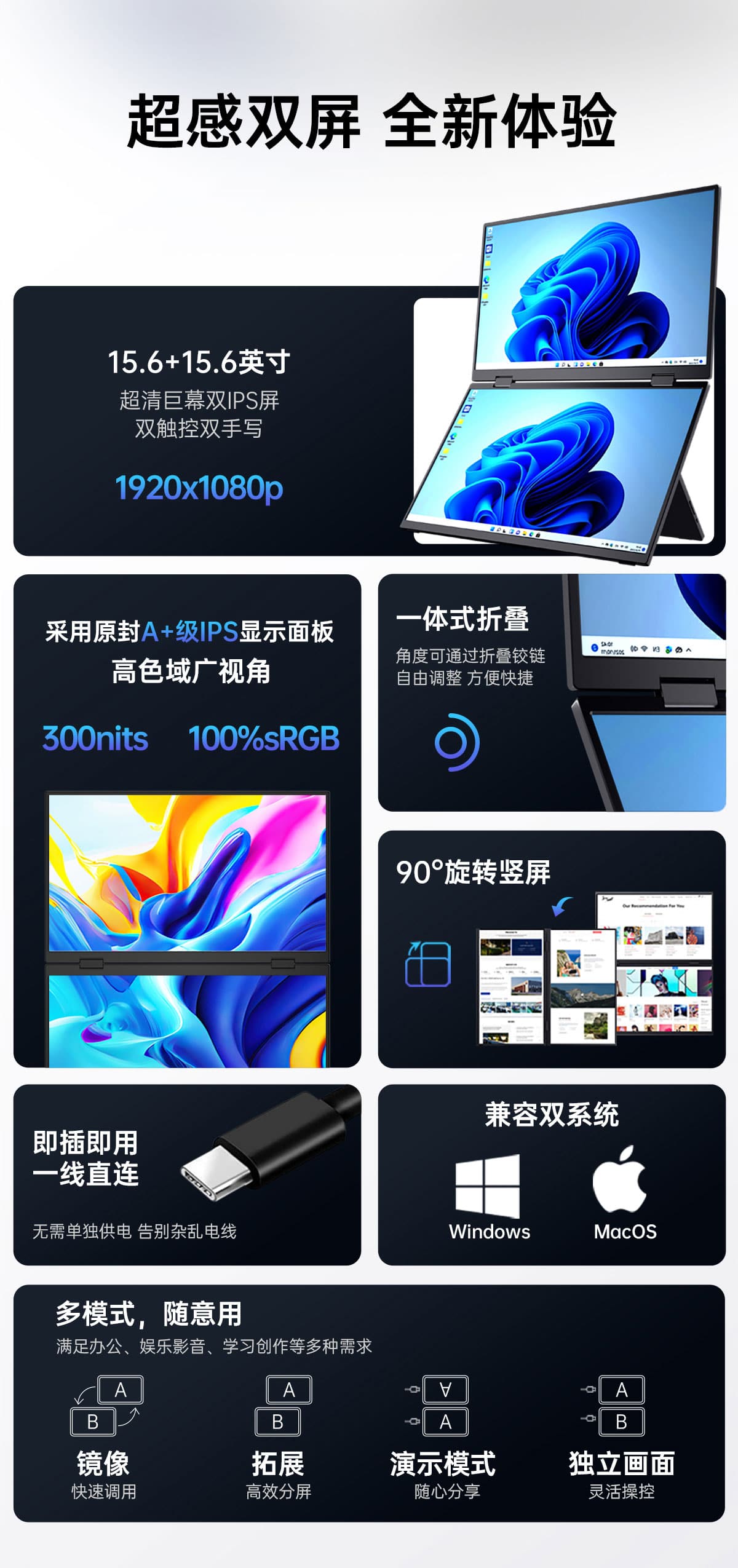 15.6英寸双屏显示器(图2)